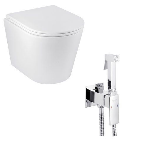 Набір 2 в 1 Kroner Armada WHI513636 RIMLESS Slim Duroplast / Soft-close / Quick relase (CV029610) + Kroner KRP Bidet - C083 (CV031551) SET-2502-5 фото