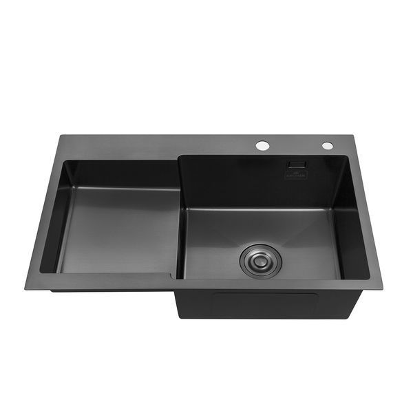 Набір 3 в 1 мийка для кухні Kroner KRP PVD Schwarze - 7848RHM (CV030024) + дозатор SET-2231-26 фото