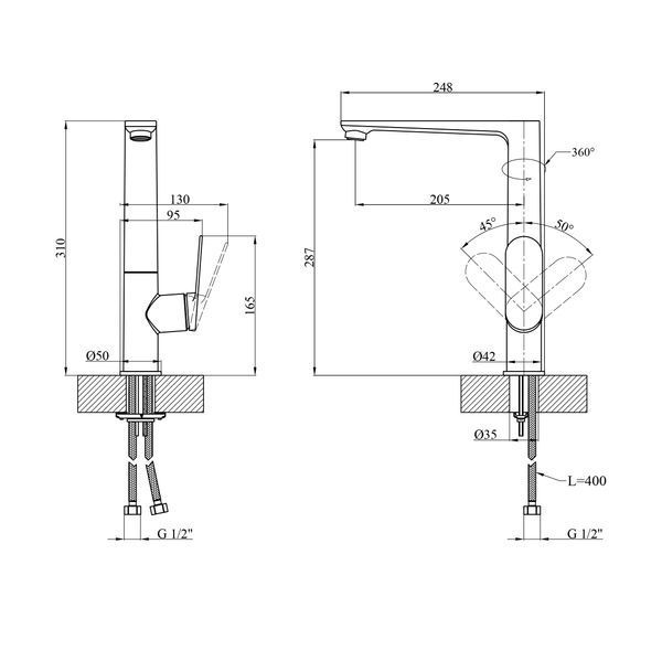Змішувач для кухні Kroner Element 211512A-0101 (CV035977) CV035977 фото