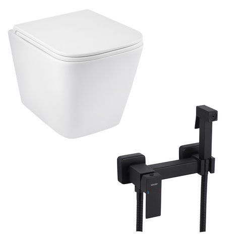 Набір 2 в 1 Kroner Eifel WHI493436 RIMLESS Slim Duroplast / Soft-close / Quick relase (CV029611) + Kroner KRP Edelstahl Kubus - SCH052 (CV027931) SET-2503-1 фото