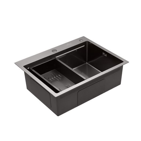 Комплект кухонна мийка Kroner Schwarze-6350HM PVD + змішувач Makon-GRP030-T + дозатор Spender-SCH049 (CVS30075) CVS30075 фото