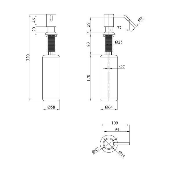 Комплект кухонна мийка Kroner Schwarze-6350HM PVD + змішувач Makon-GRP030-T + дозатор Spender-SCH049 (CVS30075) CVS30075 фото