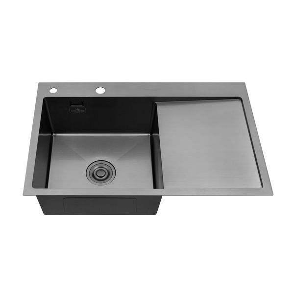 Набір 3 в 1 мийка для кухні Kroner KRP Schwarze - 7849LHM PVD (CV025278) + дозатор SET-2231-36 фото