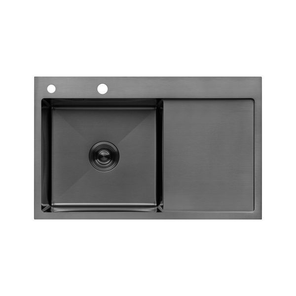 Набір 3 в 1 мийка для кухні Kroner KRP Schwarze - 7849LHM PVD (CV025278) + дозатор SET-2231-36 фото