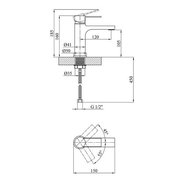 Змішувач для раковини Kroner KRP Basis - C010 (CV024300) CV024300 фото