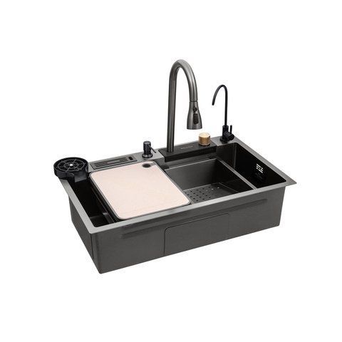 Кухонна мийка Kroner KRP Schwarze - SET7545NB PVD (3.0/0.8 мм) (CV033805) CV033805 фото