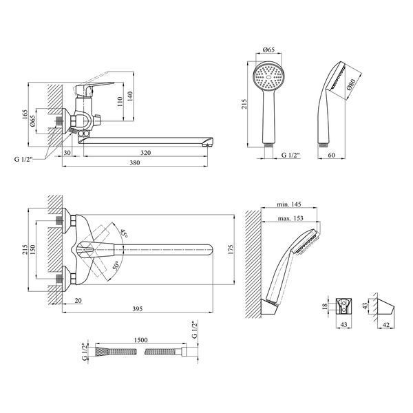 Змішувач для ванни Kroner KRM Odra - C071 (CV019458) CV019458 фото