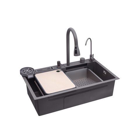 Кухонна мийка Kroner KRP Schwarze - SET7545NG PVD (3.0/0.8 мм) (CV033806) CV033806 фото