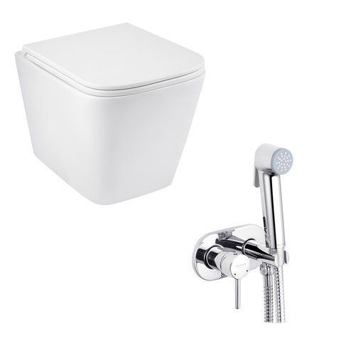 Набір 2 в 1 Kroner Eifel WHI493436 RIMLESS Slim Duroplast / Soft-close / Quick relase (CV029611) + Kroner KRP Bidet - C086 (CV031552) SET-2503-8 фото