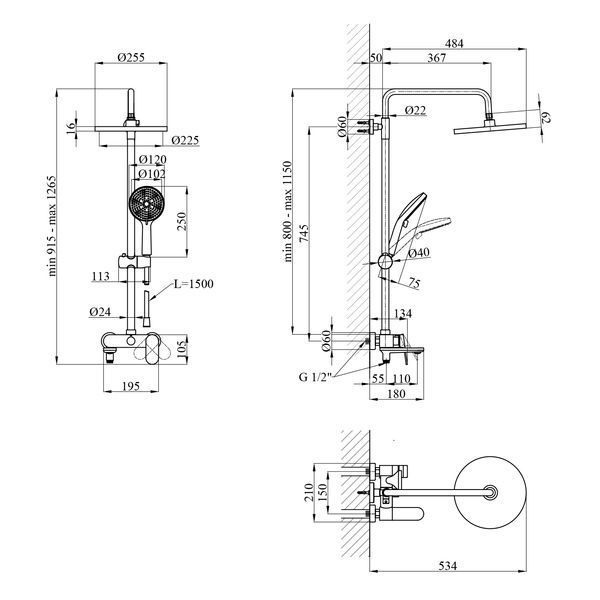 Душова система Kroner Element 211318-3801 CV036836 фото