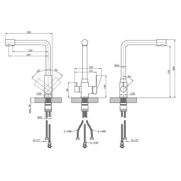 Змішувач для кухні з підключенням до фільтра Kroner KRP Edelstahl Kubus - SCH03810 (CV027939) CV027939 фото