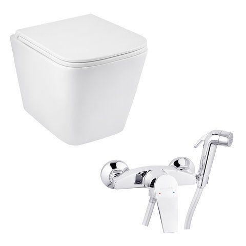 Набір 2 в 1 Kroner Eifel WHI493436 RIMLESS Slim Duroplast / Soft-close / Quick relase (CV029611) + Kroner KRP Enzo - C052 (CV023609) SET-2503-11 фото