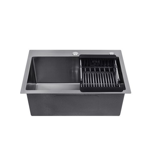 Комплект кухонна мийка Kroner Schwarze-5843HM PVD + змішувач Edelstahl Klassisch-SCH035PVD + дозатор Spender-026 (CVS30113) CVS30113 фото