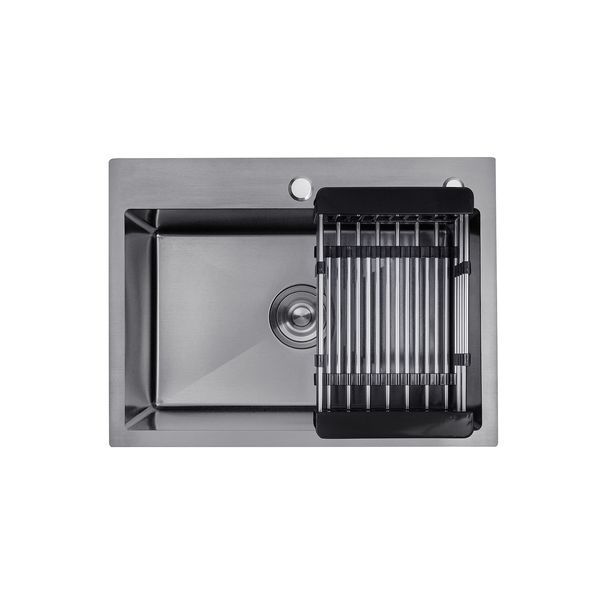 Комплект кухонна мийка Kroner Schwarze-5843HM PVD + змішувач Edelstahl Klassisch-SCH035PVD + дозатор Spender-026 (CVS30113) CVS30113 фото