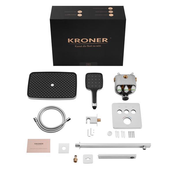 Душова система прихованого монтажу термостатична Kroner Element Thermo 211462-0101 CV036829 фото