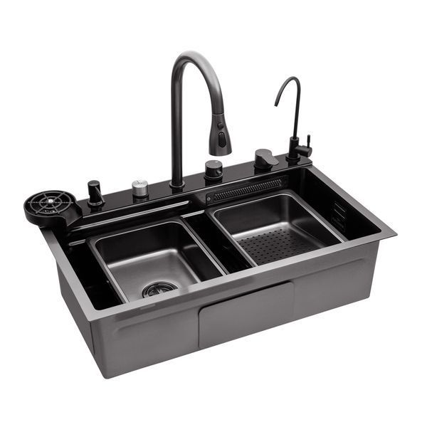 Кухонна мийка Kroner KRP Schwarze - SET7545F4HM PVD (3.0/0.8 мм) CV036722 фото