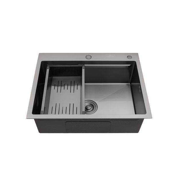 Комплект кухонна мийка Kroner Schwarze-6350HM PVD + змішувач Edelstahl Klassisch-PVD03817BLK + дозатор Spender-026 (CVS30117) CVS30117 фото