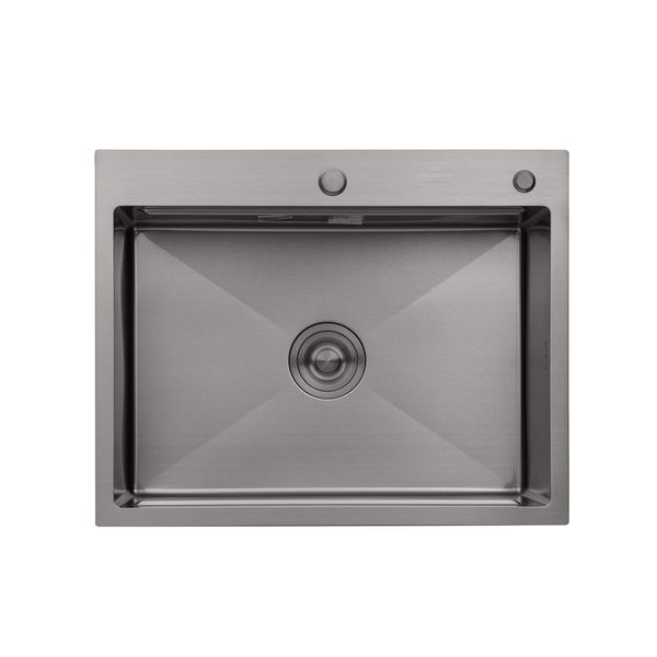 Комплект кухонна мийка Kroner Schwarze-6350HM PVD + змішувач Edelstahl Klassisch-PVD03817BLK + дозатор Spender-026 (CVS30117) CVS30117 фото