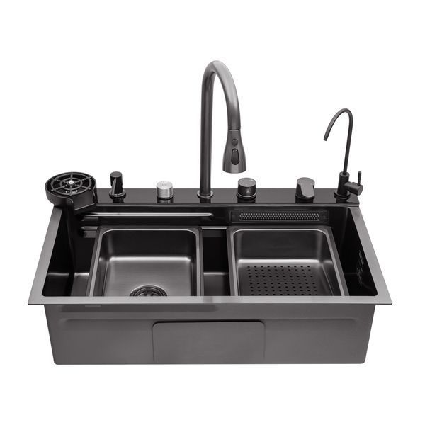 Кухонна мийка Kroner KRP Schwarze - SET7545F4HM PVD (3.0/0.8 мм) CV036722 фото