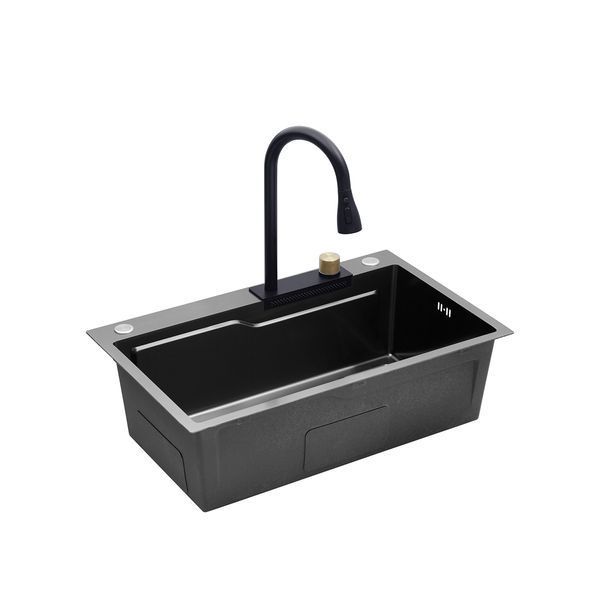 Кухонна мийка Kroner KRP Schwarze - SET7546HM PVD (3.0/0.7 мм) (CV032277) CV032277 фото