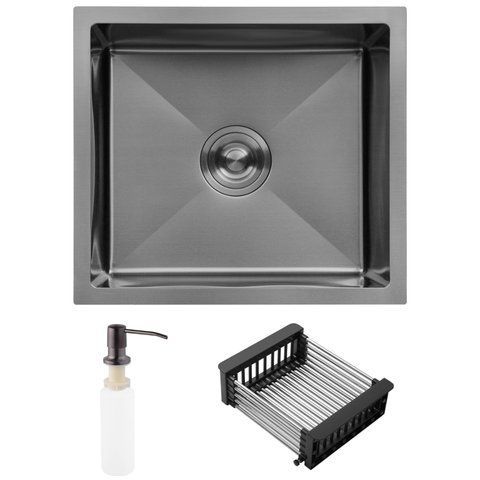 Кухонна мийка Kroner KRP Schwarze - 4843HM PVD (3.0/1.0 мм) (CV022792) CV022792 фото