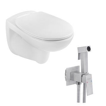 Набір 2 в 1 Kroner KRP - A534UF Rimless 410355555 Slim Duroplast / Soft-close / Quick relase (CV031644) + Kroner KRP Edelstahl Kubus - ESG053 (CV029968) SET-2504-6 фото