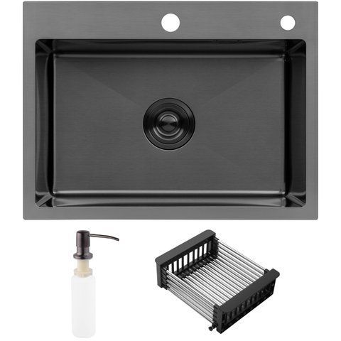 Кухонна мийка Kroner KRP Schwarze - 5843HM PVD (3.0/1.0 мм) (CV022794) CV022794 фото