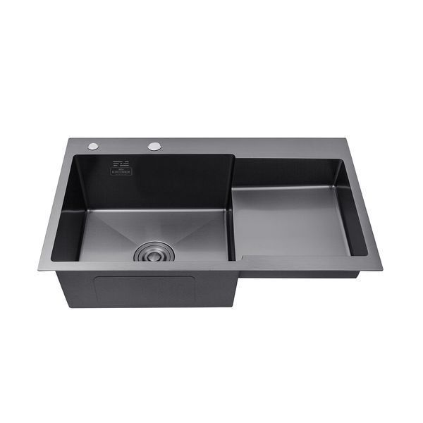 Комплект кухонна мийка Kroner Schwarze-7848LHM PVD + змішувач Edelstahl Klassisch-SCH035PVD + дозатор Spender-SCH049 (CVS30121) CVS30121 фото