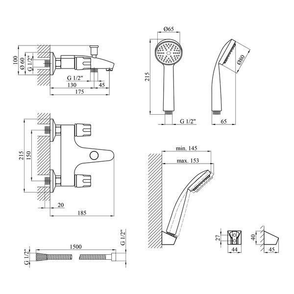 Змішувач для ванни Kroner KRM Regen - C060 (CV016433) CV016433 фото