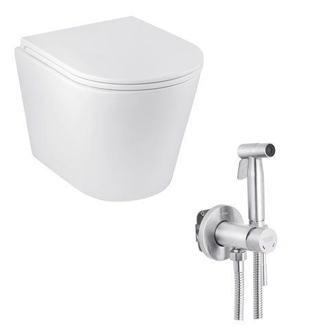 Набір 2 в 1 Kroner Armada WHI513636 RIMLESS Slim Duroplast / Soft-close / Quick relase (CV029610) + Kroner KRP Edelstahl Klassisch - ESG053 (CV029966) SET-2502-7 фото