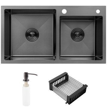 Кухонна мийка Kroner KRP Schwarze - 7843ZHM PVD (3.0/1.0 мм) (CV022797) CV022797 фото
