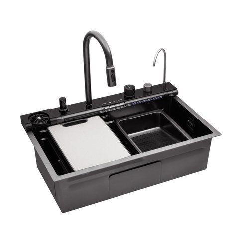Кухонна мийка Kroner KRP Schwarze - SET7545F3HM PVD (3.0/0.8 мм) CV036721 фото