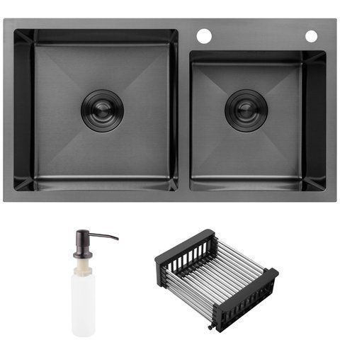 Кухонна мийка Kroner KRP Schwarze - 7843ZHM PVD (3.0/1.0 мм) (CV022797) CV022797 фото