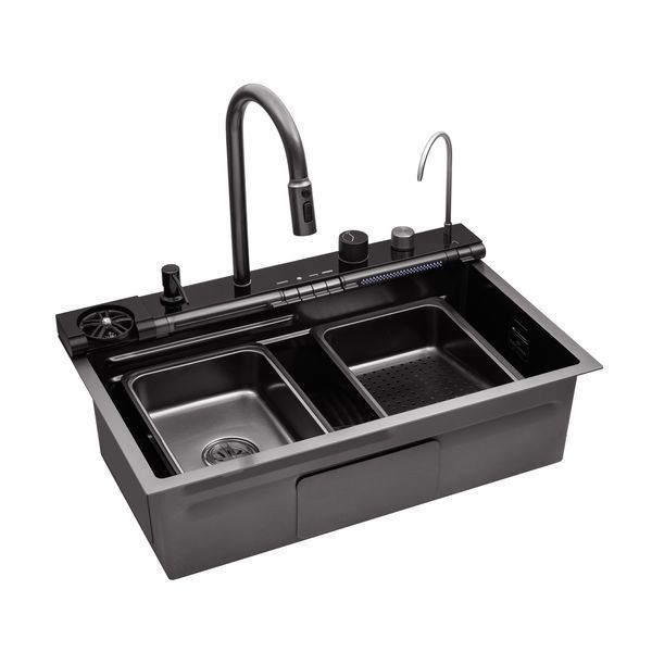 Кухонна мийка Kroner KRP Schwarze - SET7545F3HM PVD (3.0/0.8 мм) CV036721 фото