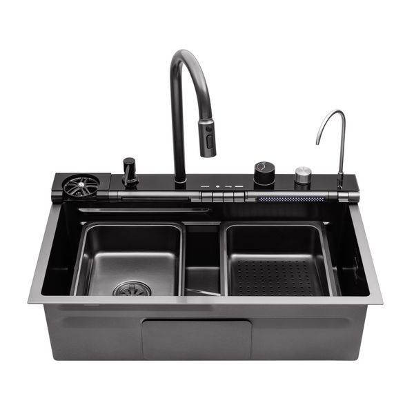 Кухонна мийка Kroner KRP Schwarze - SET7545F3HM PVD (3.0/0.8 мм) CV036721 фото