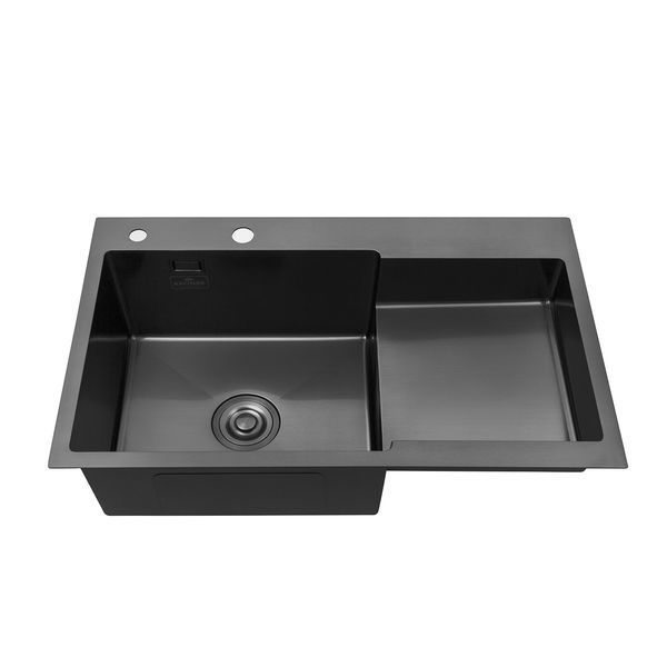 Набір 4 в 1 мийка для кухні Kroner KRP PVD Schwarze - 7848LHM (CV030023) + Kroner KRP Edelstahl Klassisch - PVD03817BLK (CV031898) + дозатор + кошик SET-2209-2 фото