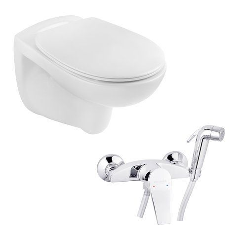 Набір 2 в 1 Kroner KRP - A534UF Rimless 410355555 Slim Duroplast / Soft-close / Quick relase (CV031644) + Kroner KRP Enzo - C052 (CV023609) SET-2504-11 фото