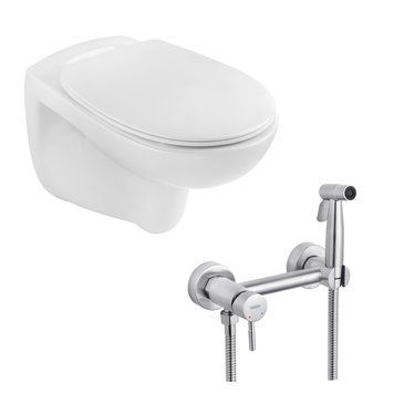 Набір 2 в 1 Kroner KRP - A534UF Rimless 410355555 Slim Duroplast / Soft-close / Quick relase (CV031644) + Kroner KRP Edelstahl Klassisch - ESG052 (CV027929) SET-2504-12 фото