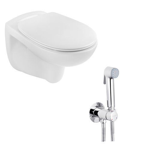 Набір 2 в 1 Kroner KRP - A534UF Rimless 410355555 Slim Duroplast / Soft-close / Quick relase (CV031644) + Kroner KRP Bidet - C082 (CV031550) SET-2504-13 фото