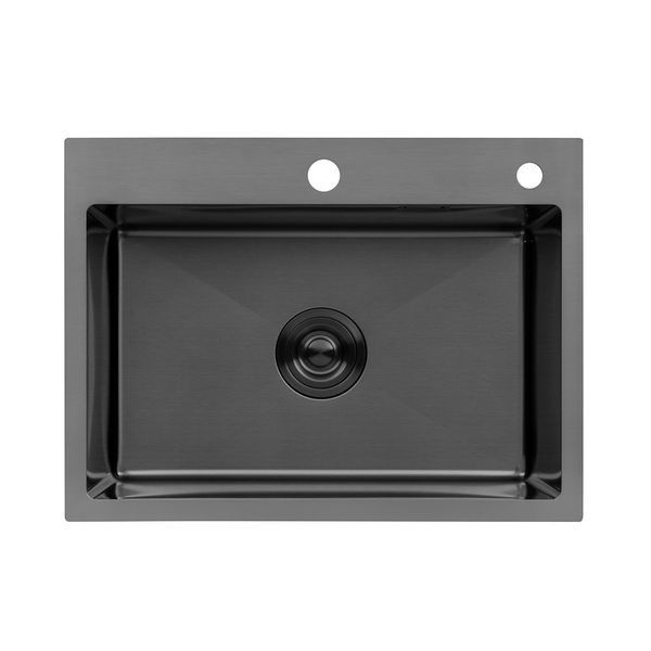 Набір 4 в 1 кухонна мийка Kroner KRP Schwarze - 5843HM PVD (CV022794) + Kroner KRP Kuche - GRP03839 (CV035581) + дозатор + кошик SET-2241-6 фото