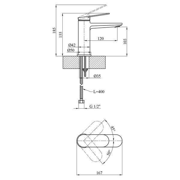 Змішувач для раковини Kroner Element 211110-0101 (CV035939) CV035939 фото