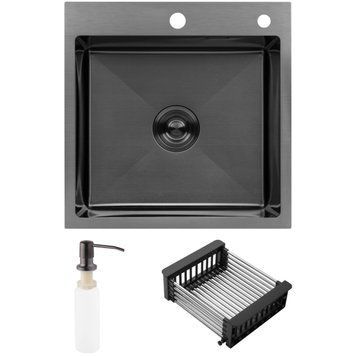 Набір 3 в 1 мийка для кухні Kroner KRP Schwarze - 5050HM PVD (CV022793) + дозатор SET-2231-29 фото