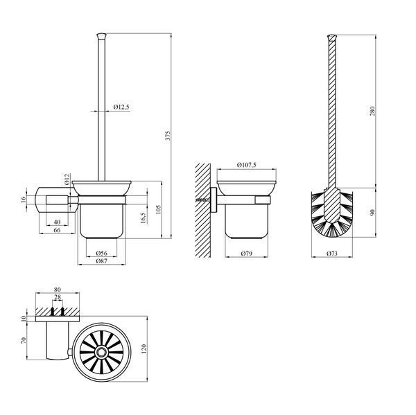 Йоржик для унітаза настінний Kroner KRP Graz - C95613 (CV035543) CV035543 фото