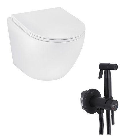 Набір 2 в 1 Kroner Harz WHI493736 RIMLESS Slim Duroplast / Soft-close / Quick relase (CV029609) + Kroner KRP Edelstahl Klassisch - SCH053 (CV029967) SET-2501-9 фото