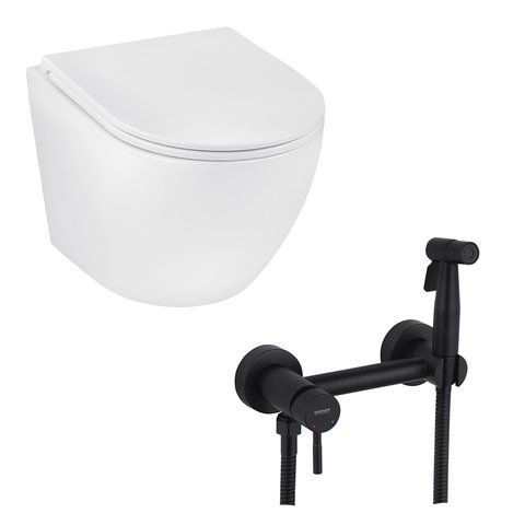 Набір 2 в 1 Kroner Harz WHI493736 RIMLESS Slim Duroplast / Soft-close / Quick relase (CV029609) + Kroner KRP Edelstahl Klassisch - SCH052 (CV027930) SET-2501-10 фото