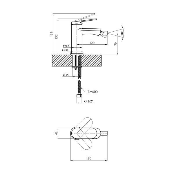 Змішувач для біде Kroner Element 211210-5301 (CV035997) CV035997 фото