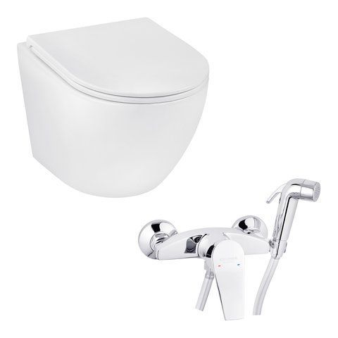 Набір 2 в 1 Kroner Harz WHI493736 RIMLESS Slim Duroplast / Soft-close / Quick relase (CV029609) + Kroner KRP Enzo - C052 (CV023609) SET-2501-11 фото