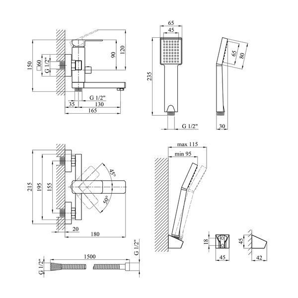 Змішувач для ванни Kroner KRM Ems - C060 (CV017357) CV017357 фото