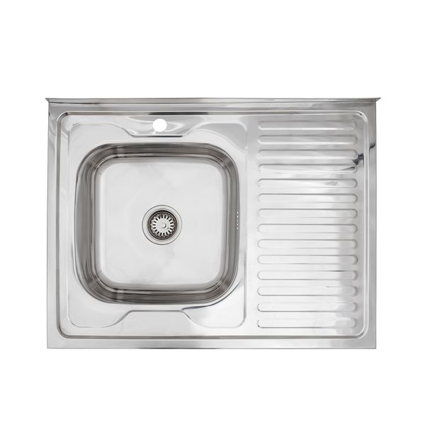 Кухонна мийка накладна Kroner KRP Polierte - 6080L (0,6 мм) CV022817 фото