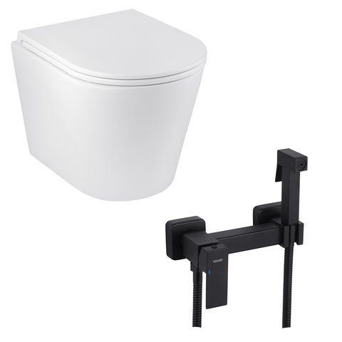 Набір 2 в 1 Kroner Armada WHI513636 RIMLESS Slim Duroplast / Soft-close / Quick relase (CV029610) + Kroner KRP Edelstahl Kubus - SCH052 (CV027931) SET-2502-1 фото